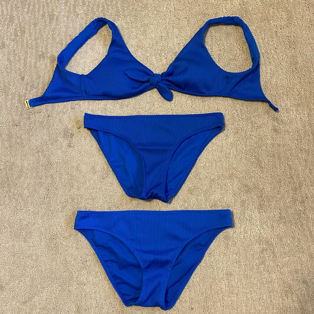 Hollister Royal Blue Ribbed Two Piece Bikini Swimsuit